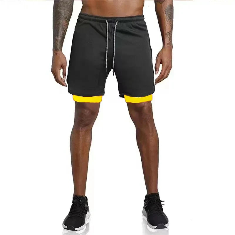 2024 Men Sport Shorts Summer Sportswear 2 In 1 Short Pant Double-deck Training Workout Clothing Male Gym Fitness Running Shorts